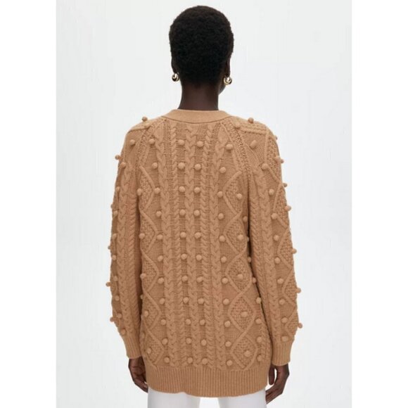 💕ARITZIA WILFRED💕 Alps Cardigan ~ Pom Pom Cable Knit Antique Beige Small - Picture 5 of 16